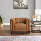 Hydeline Arvo Leather Accent Chair in Cognac Brown, , large
