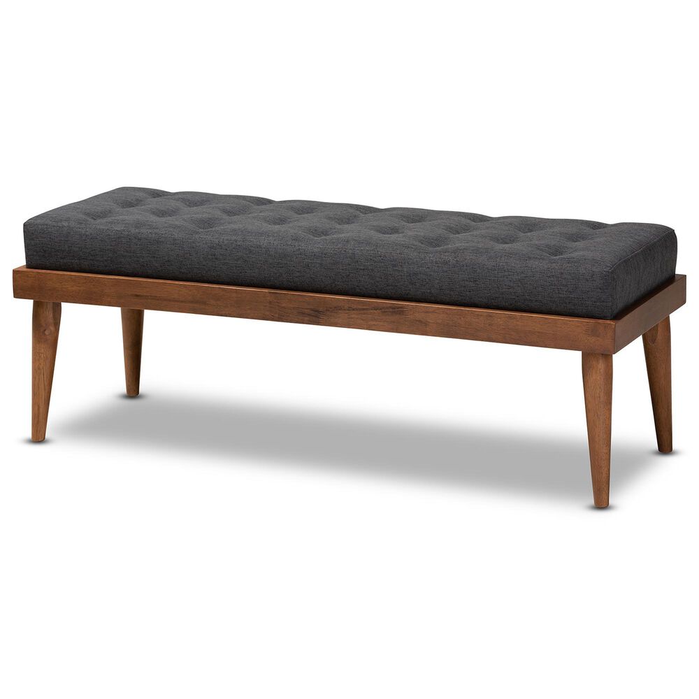 Baxton Studio Linus Accent Bench in Dark Grey, , large
