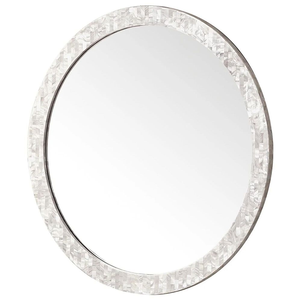 James Martin Vanities Callie 30" Round Mirror in White Mother of Pearl, , large