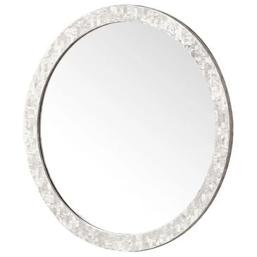 James Martin Vanities Callie 30" Round Mirror in White Mother of Pearl, , large