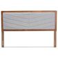 Baxton Studio Iden Queen Panel Headboard with Light Grey Fabric in Walnut Brown, , large