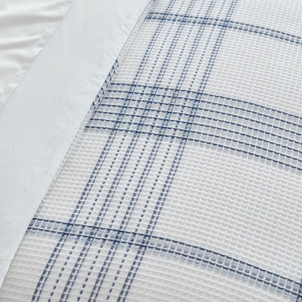 Levtex Waffle Plaid 3-Piece Full/Queen Comforter Set in Navy and White, , large
