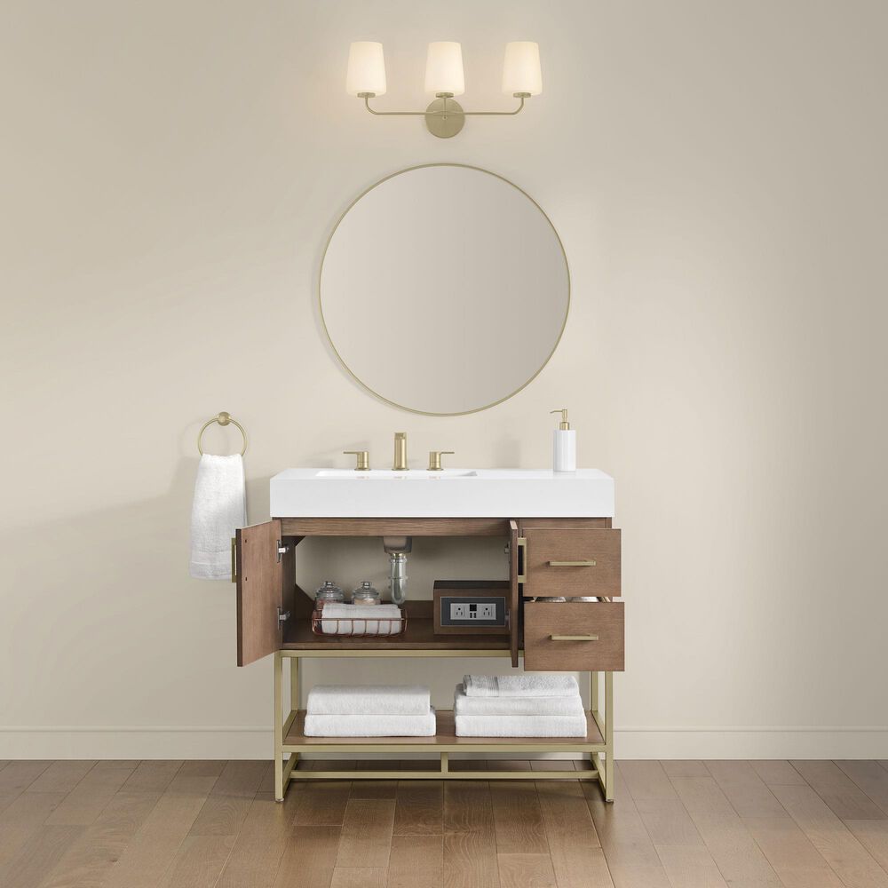 37B Mauri 36" Single Bathroom Vanity with Metal Base in Walnut Drift with High-Profile 4" White Composite Stone Top, , large
