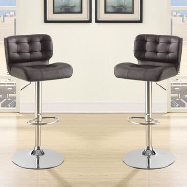Pacific Landing Upholstered Adjustable Bar Stool in Brown - Set of 2, , large