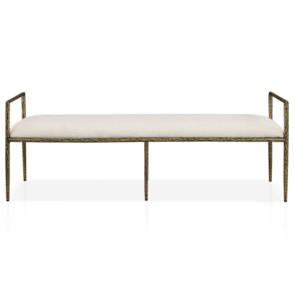 Furniture of America Lalia Metal Padded Upholstered Bench in Matte Gold, , large