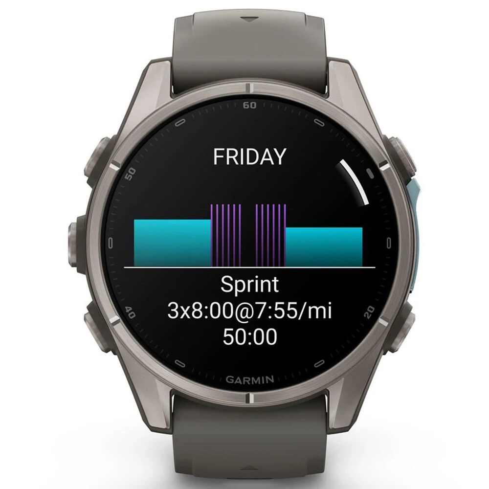 Garmin fenix 9 Smartwatch 43mm Titanium with Pebble Gray Silicone Band, , large