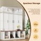 HOMLUX 4-Hook Hall Tree with 8-Door in White and Walnut, , large