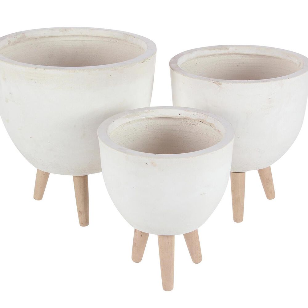 Maple and Jade Contemporary Fiber Clay Planter White Set of 3, , large