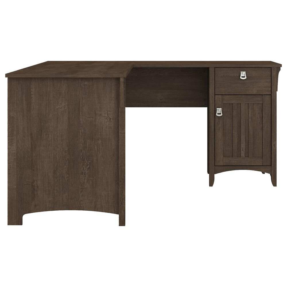 Bush Salinas Modern Farmhouse 3Piece L Shaped Office Desk Set in Ash