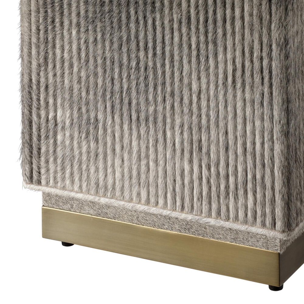 Splendor Living Norwood Hide Ottoman in Grey, , large