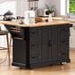 HOMLUX 56" Kitchen Island with Drop Leaf in Black, , large