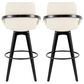 LumiSource Cosmo 30" Swivel Barstool with Cream Upholstery in Black (Set of 2), , large