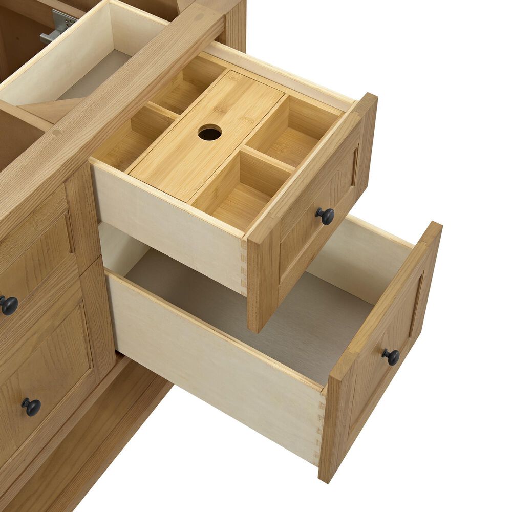 James Martin Vanities Breckenridge 60" Single Bathroom Vanity in Light Natural Oak with 3 cm White Zeus Quartz Top and Rectangular Sink, , large