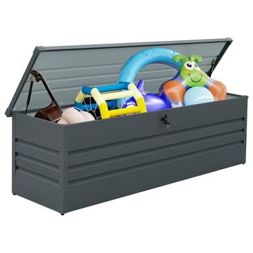 Hearth and Haven 260-Gallon Outdoor Metal Deck Box with Lockable Design in Carbon Black, , large