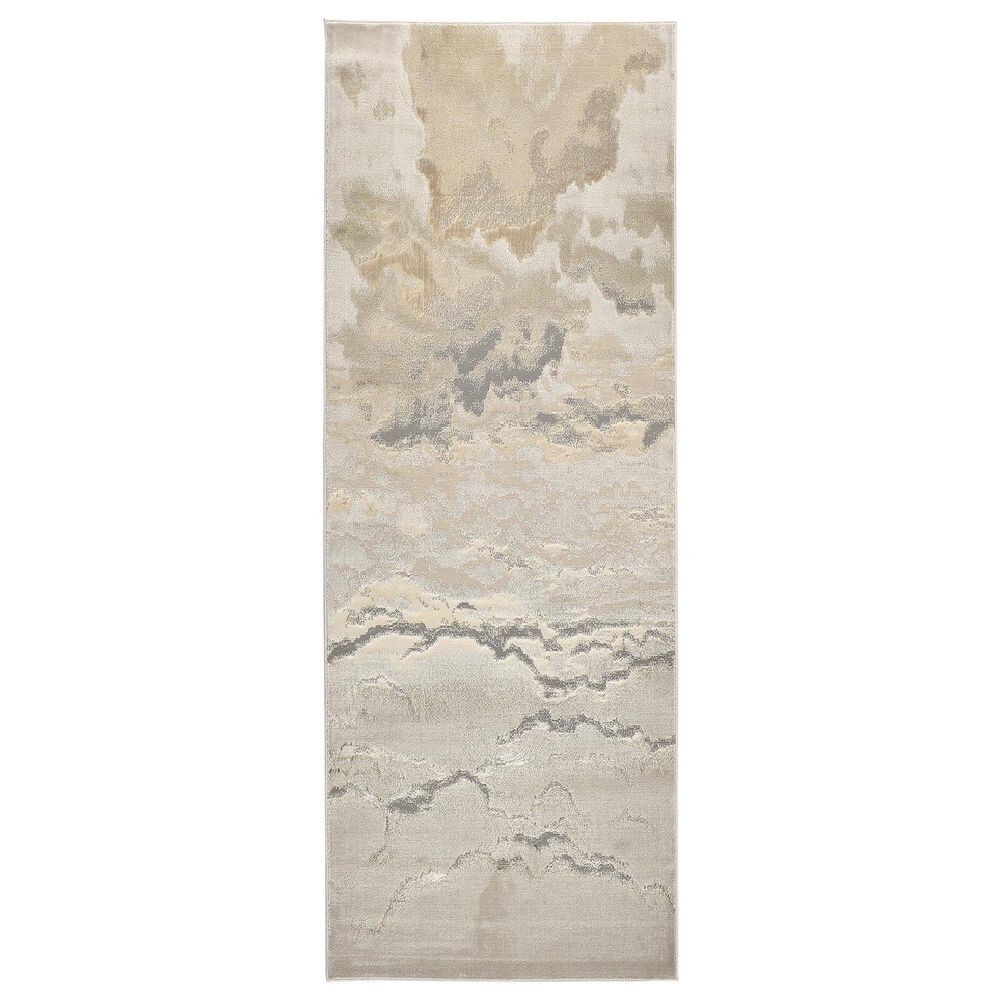Feizy Aura 3727F 2"10" x 7"10" Beige and Gold Runner, , large