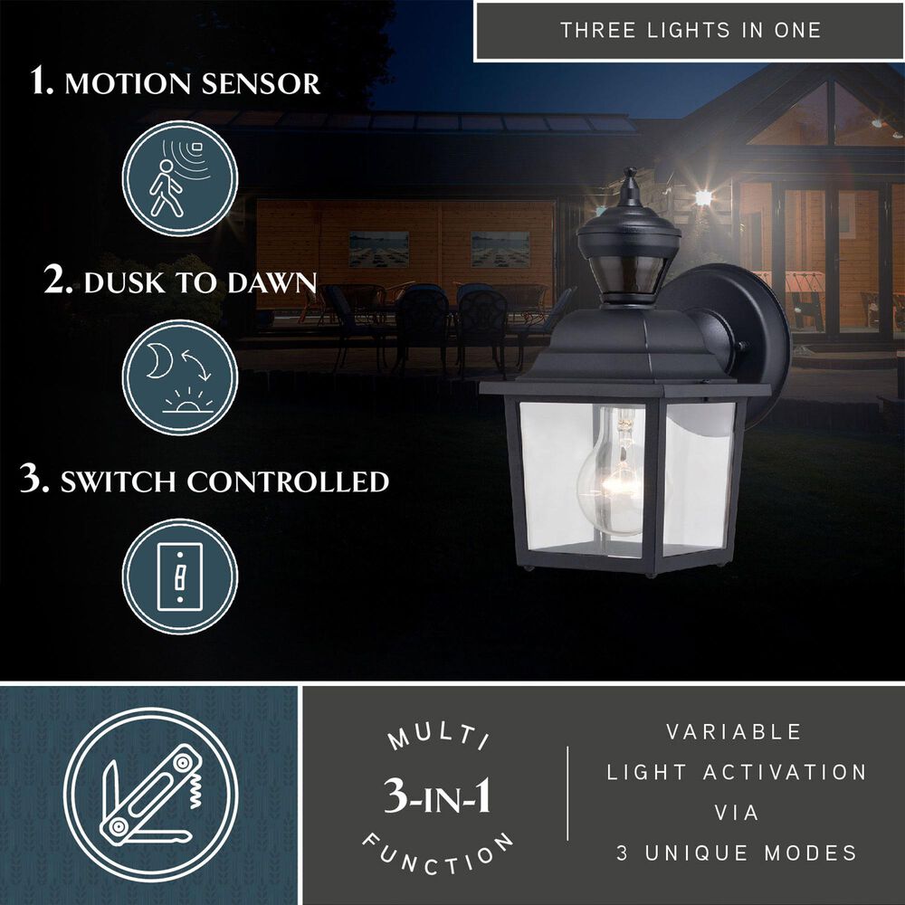 Vaxcel Bedford 5.25" 1-Light Outdoor Motion Sensor Wall Sconce in Textured Black, , large