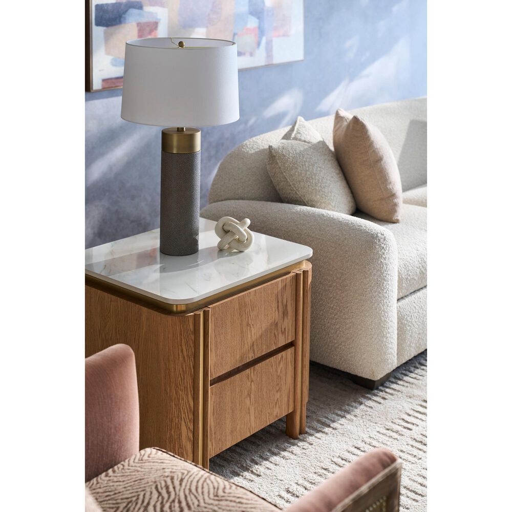 Fairfield Chair Portobello Rectangular End Table in White, Light Brown and Brushed Brass, , large