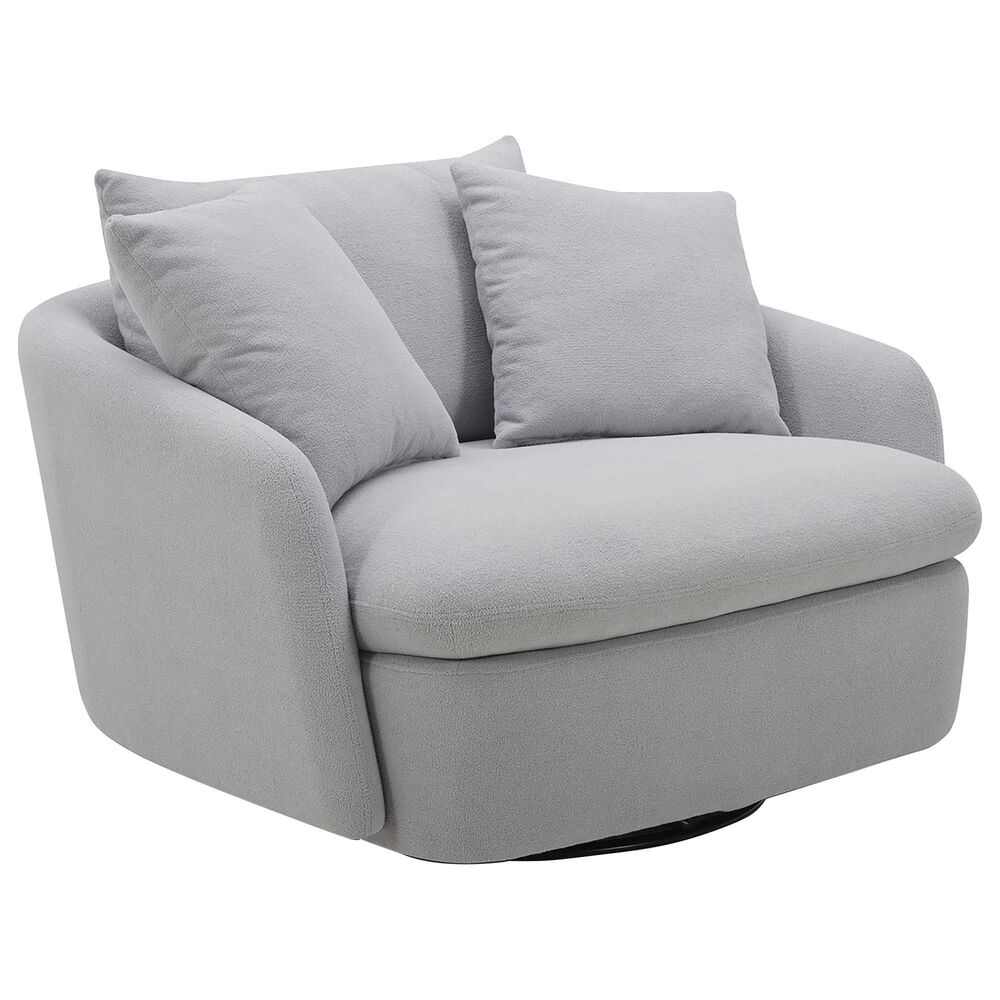 Simeon Collection Boomer Oversized Swivel Accent Chair in Dame Dove Grey, , large