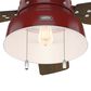 Hunter Mill Valley Low Profile 52" Outdoor Ceiling Fan with Light in Barn Red, , large