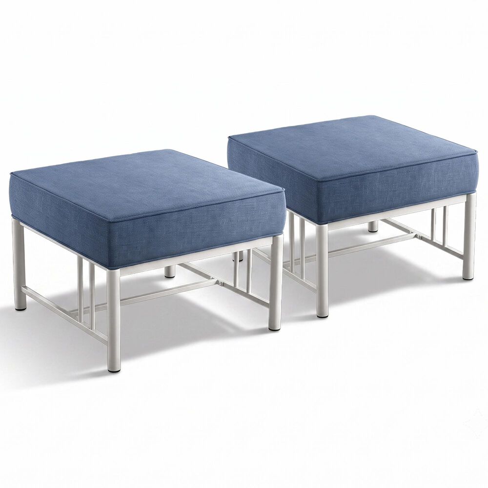 Sunwell Garden Patio Ottoman with Cushion in Blue (Set of 2), , large