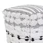 India House 18" Fringe Pouf in Black and White, , large