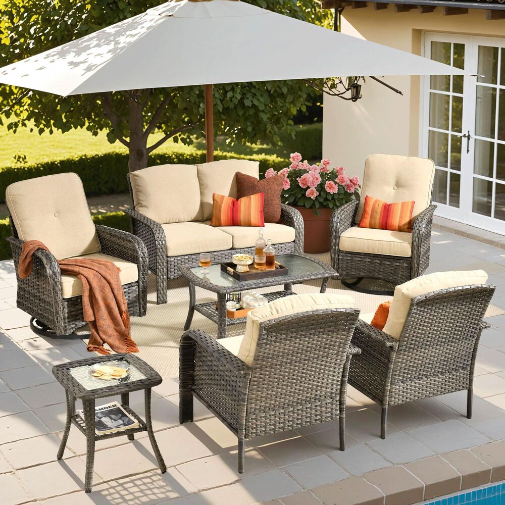 HOMLUX 7-Piece Patio Conversation Set in Beige, , large