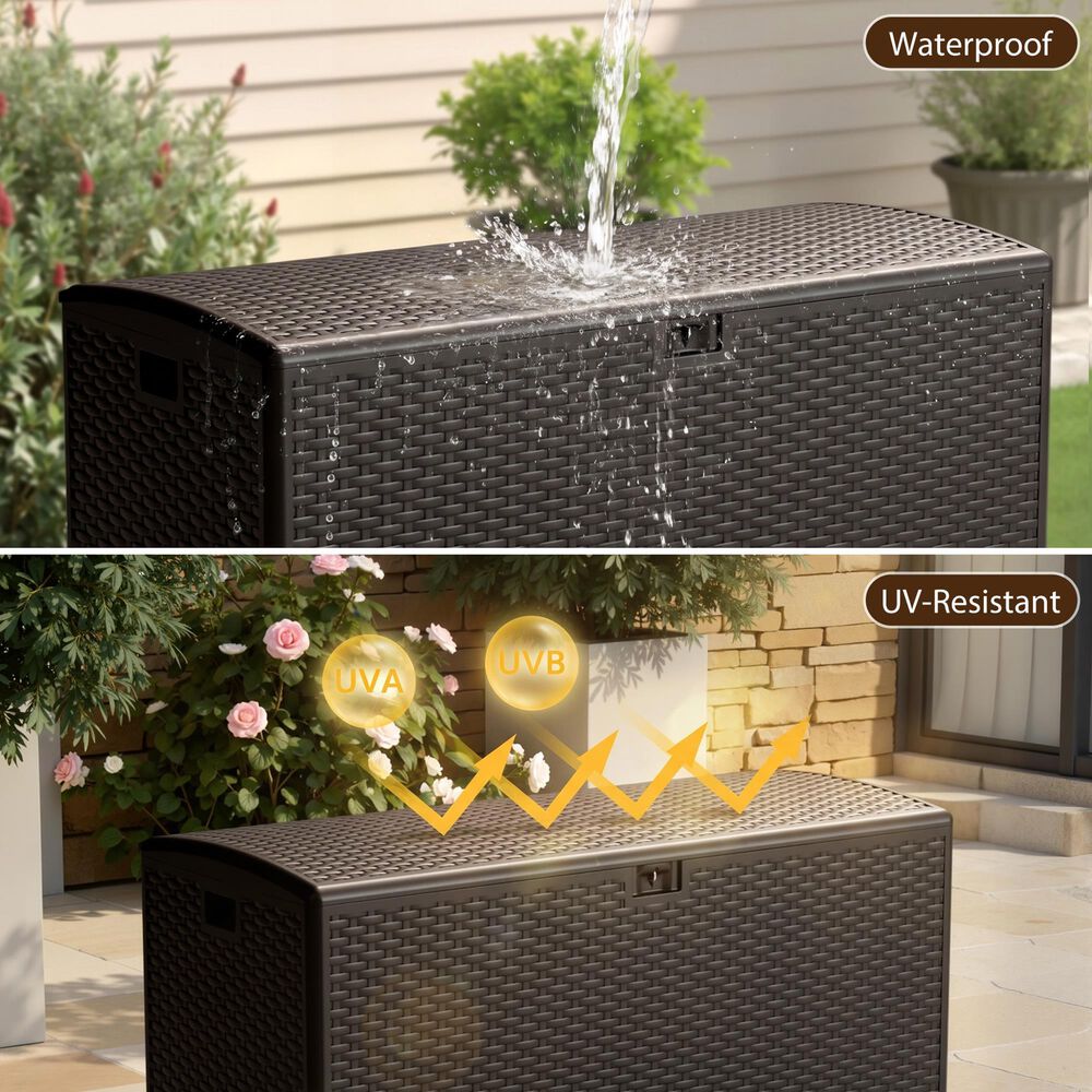 HOMLUX 150-Gallon Outdoor  HDPE Deck Box  in Dark Brown, , large