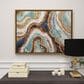 Maple and Jade 47" x 36" Enlarge Slice Geode Wall Art with Gold Frame in Blue, Brown, Teal and White, , large