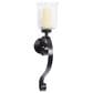 Maple and Jade 27" Handmade Pillar Scroll Indoor/Outdoor Wall Sconce in Matte Black and Clear, , large