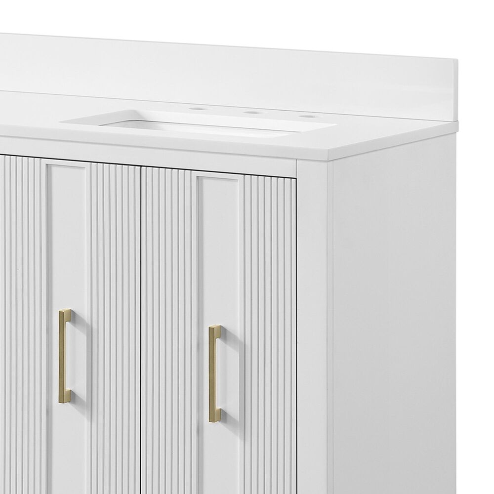 37B Fenwick 60" Double Bathroom Vanity in Bright White with Glossy White Composite Stone Top and Backsplash, , large
