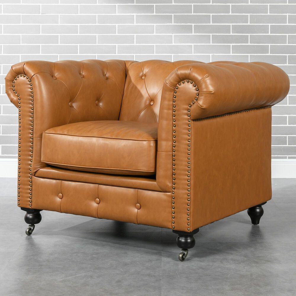 Jennifer Taylor Home Winston Accent Armchair in Caramel Tan Brown NFM