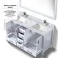 Lexora Home Jacques 60" Double Bathroom Vanity in White with 2 cm White Carrara Marble Top and Rectangular Sinks, , large