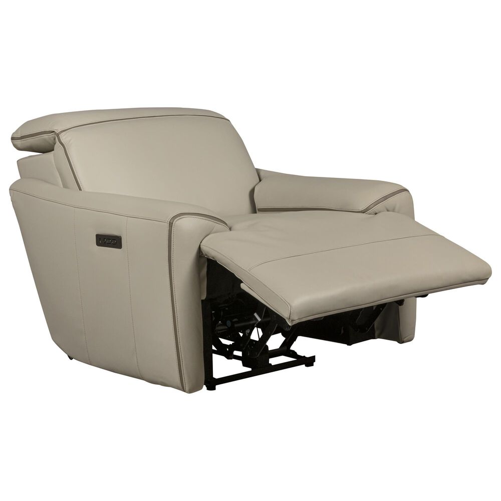Superb Leather Leather Power Recliner in Myrtle Light Grey, , large