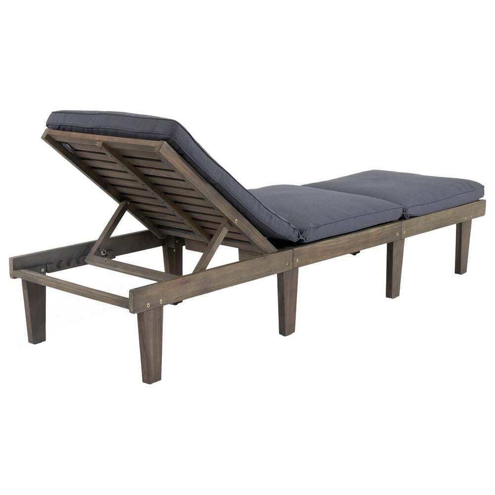 Hearth and Haven Ariana Outdoor Wood Chaise Lounge with Cushions in Grey, , large