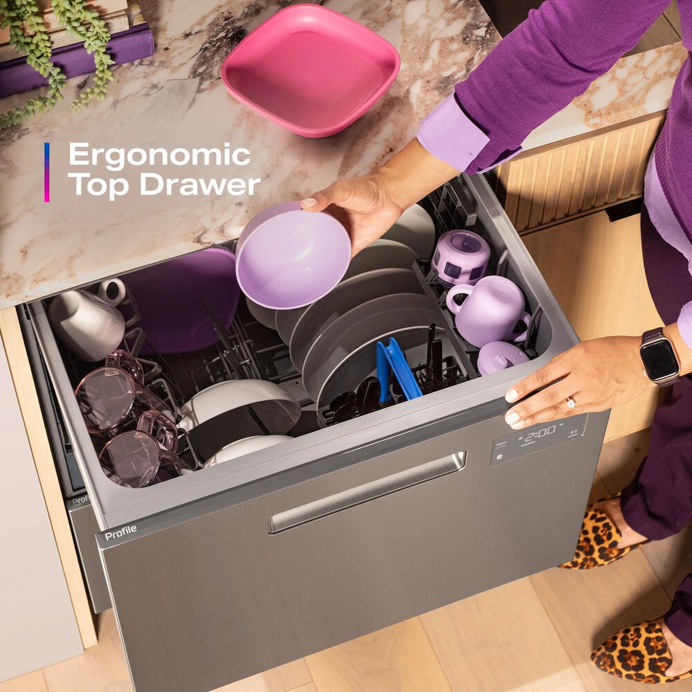 GE Profile 24&quot; Dishwasher Double Drawer in Stainless Steel, , large