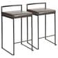 Lumisource Fuji Stackable Counter Stool with Brown Faux Leather Cushion in Black (Set of 2), , large