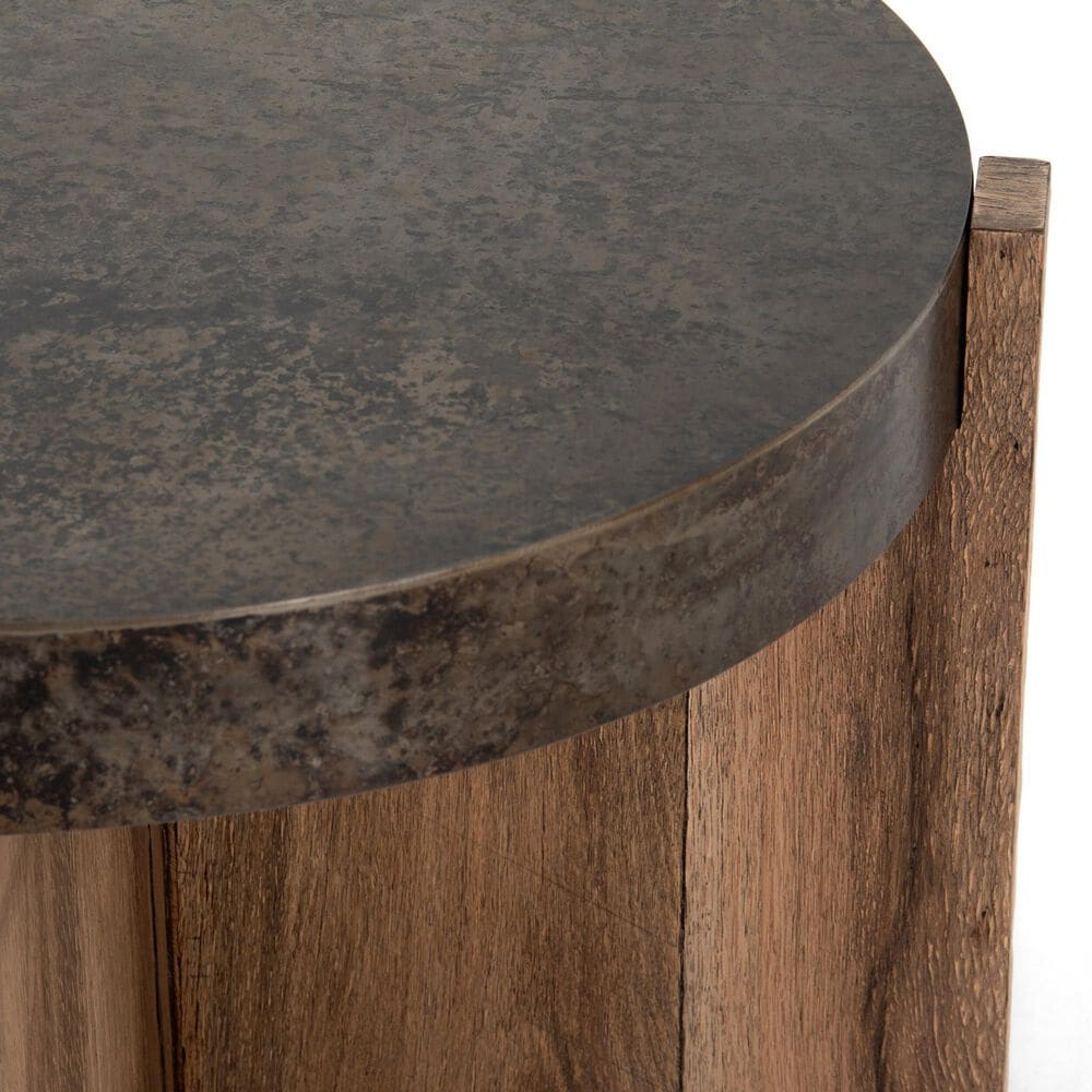 Four Hands Bingham End Table in Rustic Oak and Distressed Iron, , large