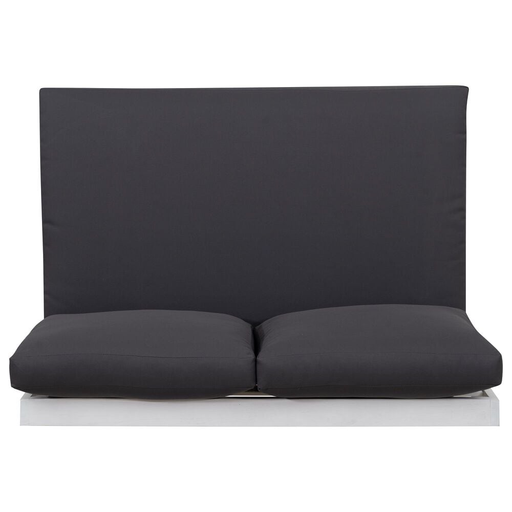 Linon Home Decor Silbury Outdoor Bench with Grey Cushion in White, , large