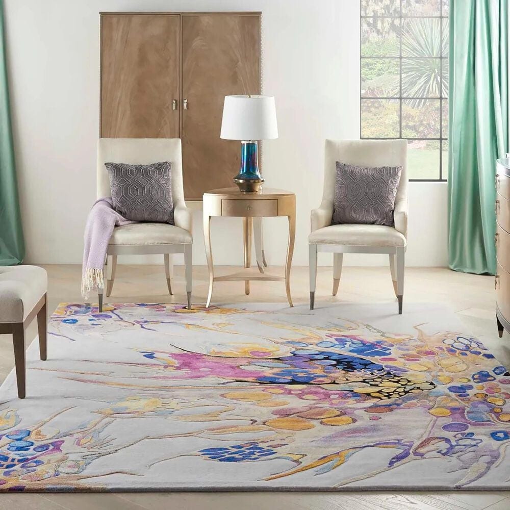 Nourison Prismatic PRS20 10&#39; x 14&#39; Grey and Lilac Area Rug, , large