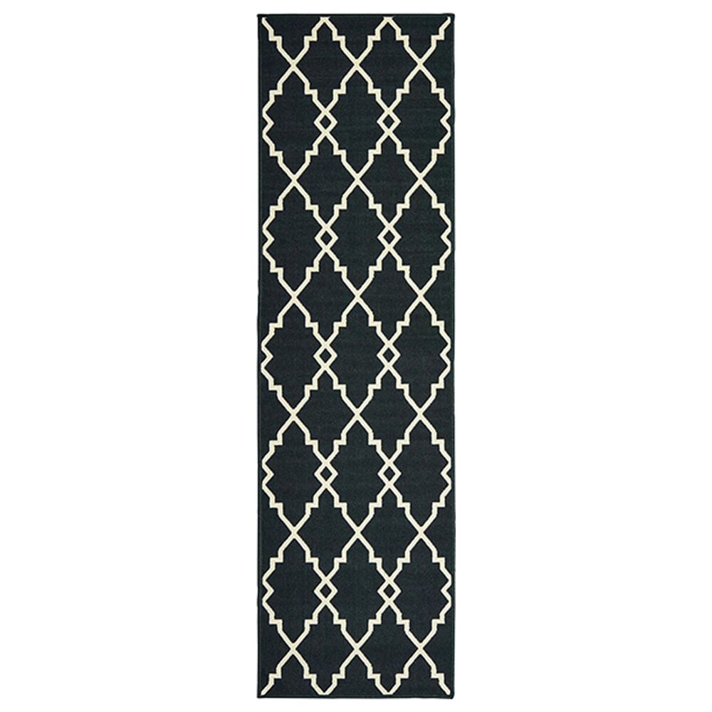 Oriental Weavers Marina 7763K 2&#39;3&quot; x 7&#39;6&quot; Black and Ivory Runner, , large