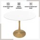 Leisuremod Leisuremod Bristol 35 round dining table Gold Base With White Top, , large