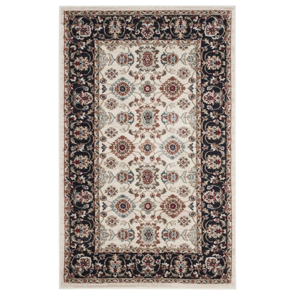 Safavieh Lyndhurst LNH332 4" x 6" Cream and Navy Area Rug, , large