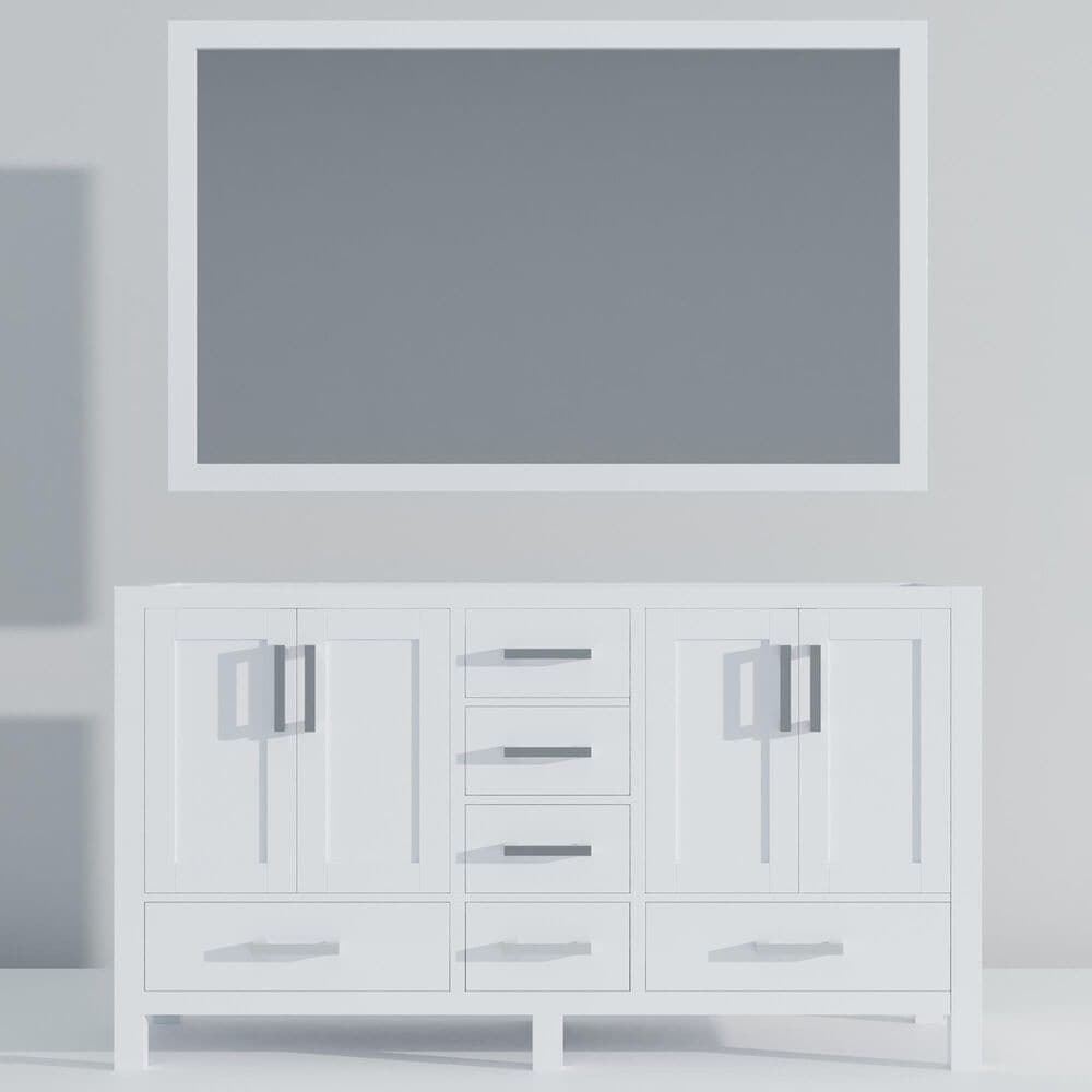 Lexora Home Jacques 60&quot; Double Bathroom Vanity Cabinet Only in Dark Grey and 58&quot; Mirror, , large