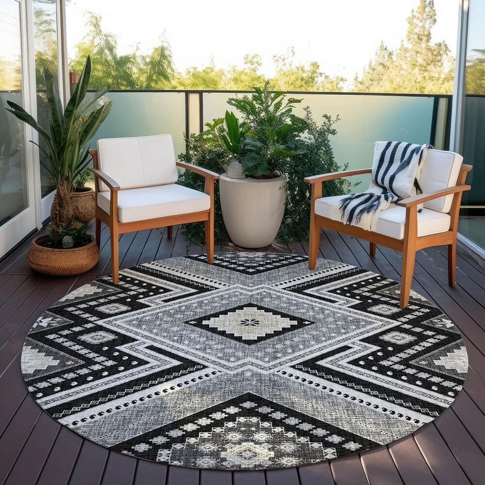 Dalyn Rug Company Portico PO5 Black 8&#39; Round Area Rug, , large
