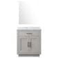 Lexora Home Abbey 30" Single Bathroom Vanity in White Oak with 2 cm White Carrara Marble Top, Rectangular Sink and 28" Mirror, , large