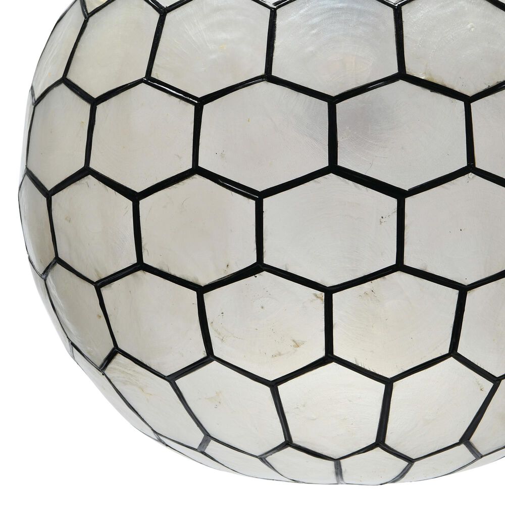 Creative Coop Simone 14" Pendant with Pearly White Shade in Black, , large