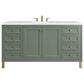 James Martin Vanities Chicago 60" Single Bathroom Vanity in Smokey Celadon with 3 cm Ethereal Noctis Quartz Top, Rectangular Sink and FreePower Wireless Charger, , large