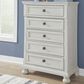 Ashley Robbinsdale 5 Drawer Single Knob Chest in Antique White, , large