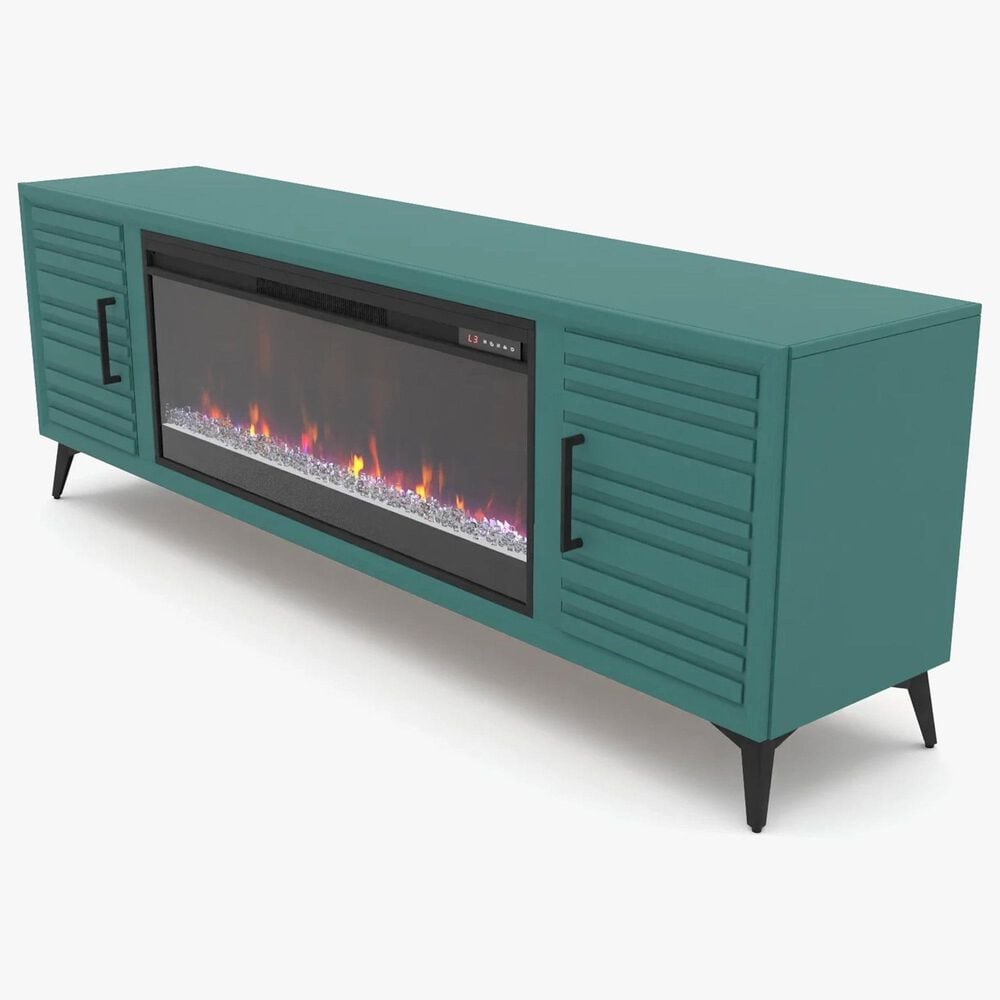 Legends Home Malibu 78" Fireplace TV Stand in Teal and Black, , large