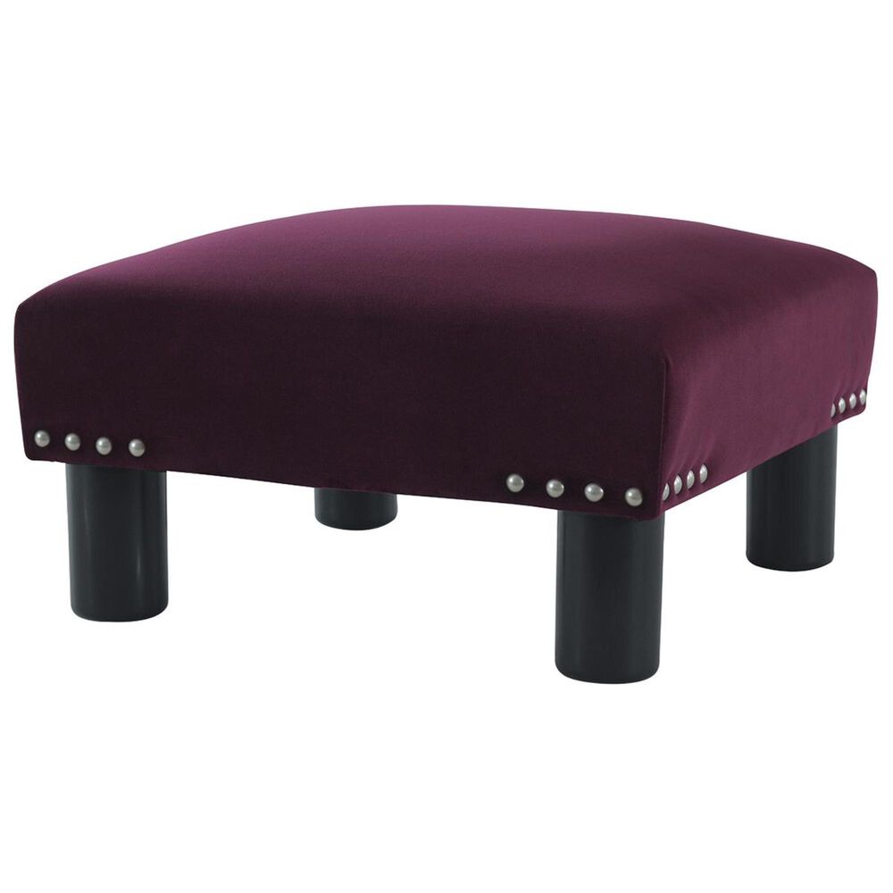 Jennifer Taylor Home Jules Square Accent Ottoman in Burgundy Velvet, , large